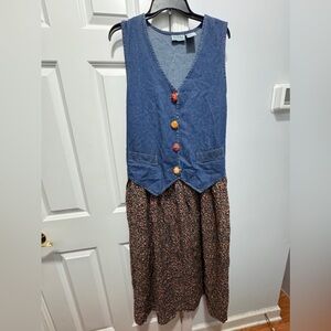 True Blue size large 100% cotton denim vintage dress